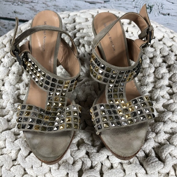 SH-74 Massimo Rebecchi Tan Suede Heeled Sandal 38 - Picture 2 of 6